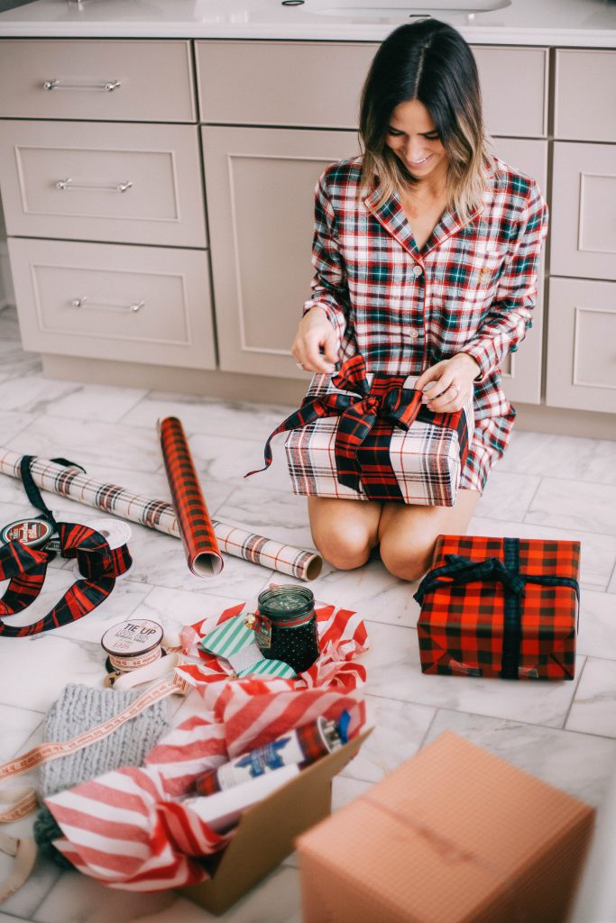 Plaid holiday wrapping paper and gift wrapping ideas with marshalls