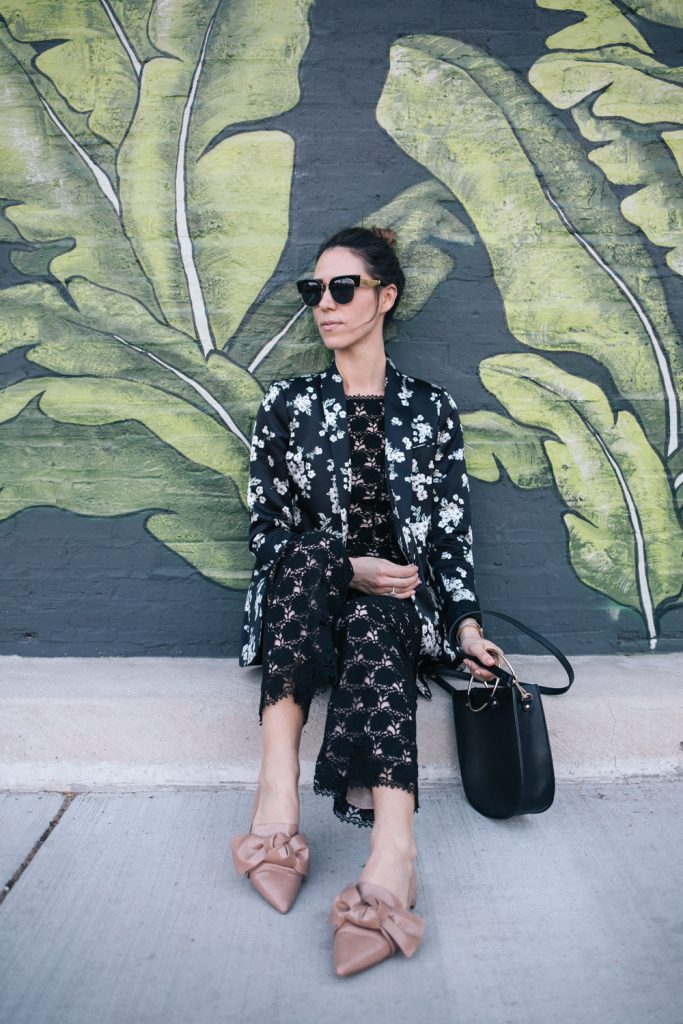 Blogger Mary Krosnjar wearing Lace and Floral Look for Spring from Rent the Runway