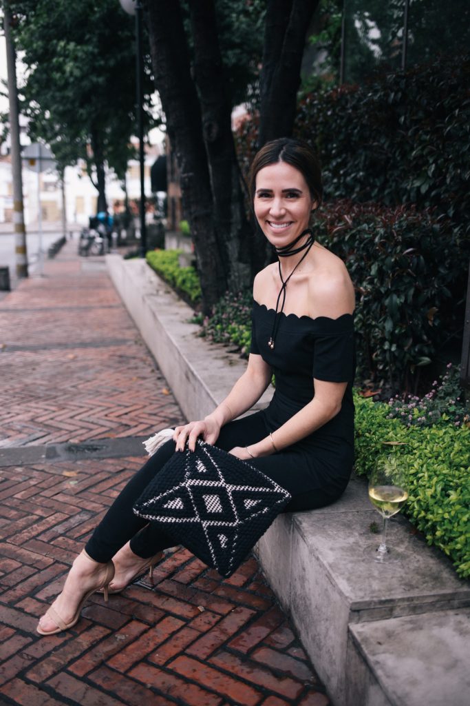 Blogger Mary Krosnjar wearing Scalloped Jumpsuit from Shein in Bogota Columbia