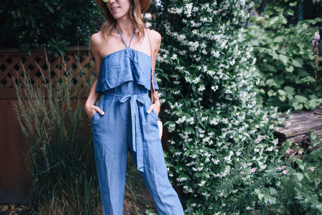 Chambray Halter Top Jumpsuit and Blogger Mary Krosnjar
