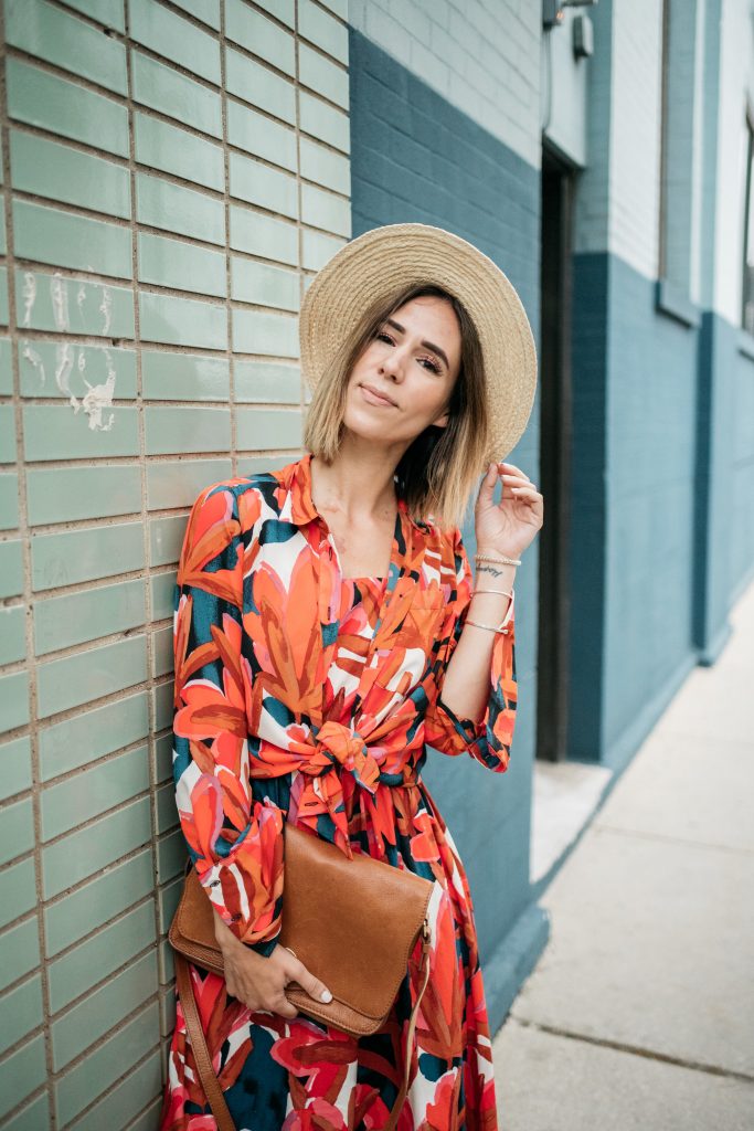 Blogger Mary Krosnjar wearing Who What Wear Target Collection and Sole Society Straw Hat