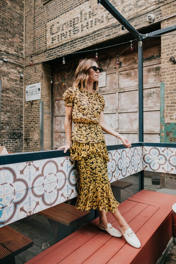 Blogger Mary Krosnjar wearing Who What Wear Floral Printed Set