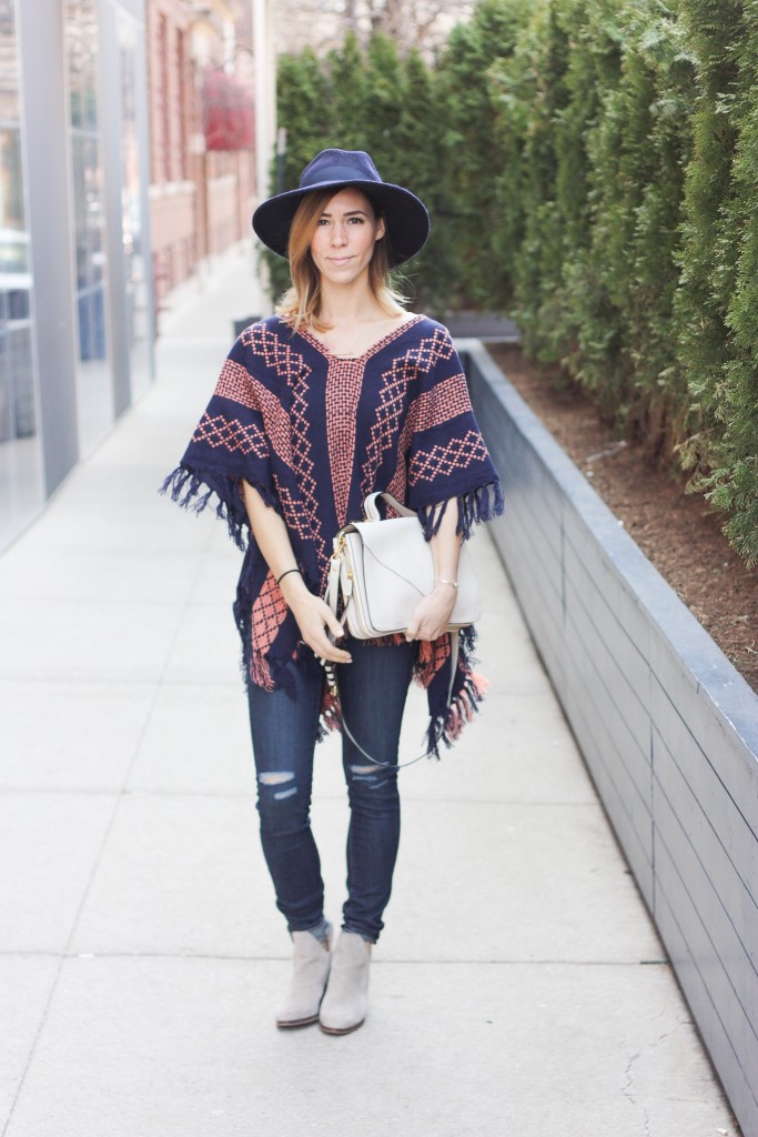 Free People Pattern Weave Poncho, Spring Fashion, NFL Draft, NFL, NHL Playoffs, Festival Wear, Zara booties, DSTLD Denim, Distressed denim, ASOS Wool Hat, Floppy Hat