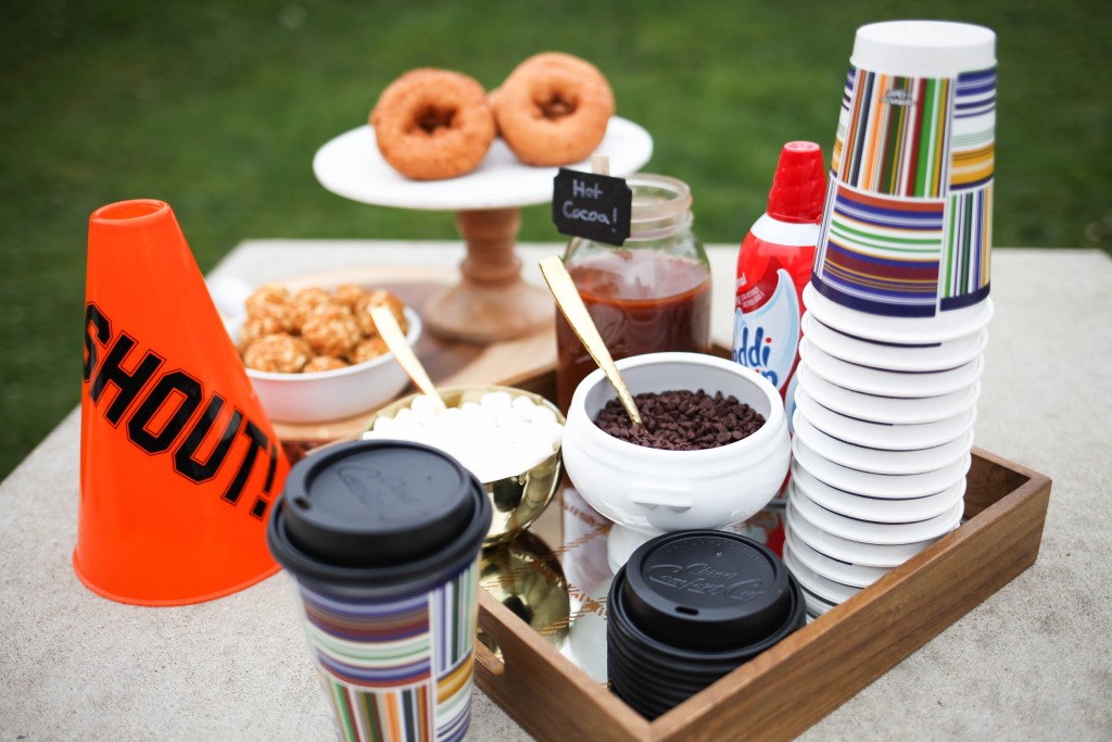 Tailgating, Monday Night Football, NFL, Tailgating Idea, Hot Chocolate Bar, Comfort cup by Chinet, Target Wood Tray, Tailgating with Chinet