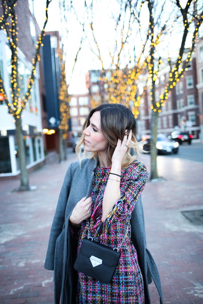 multicolor round neck tassel dress, Chicago blogger, Travel fashion ideas