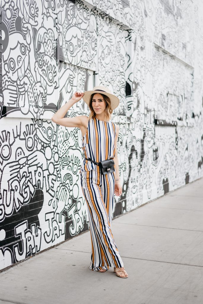 Straw boater hat, Kavilla Ghillie sandal, Chicago Fashion Blogger, SheIn Striped twinset, 