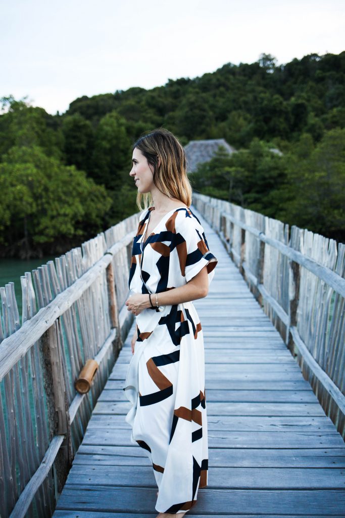 Best summer maxi dress, Shein Multicolor split maxi dress, Telunas Private Island, Travel Fashion