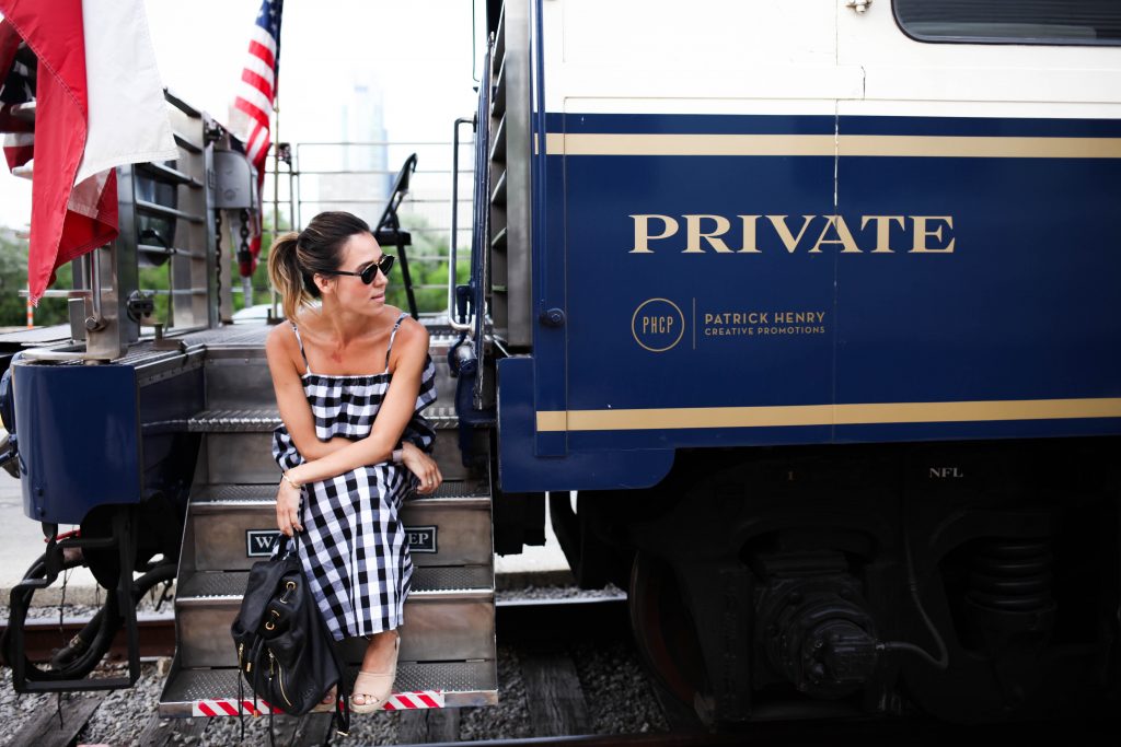 Black and White Plaid Off The Shoulder Dress, Patrick Henry Creative Promotions, Chicago Fashion Blogger, Fourth of July Fashion