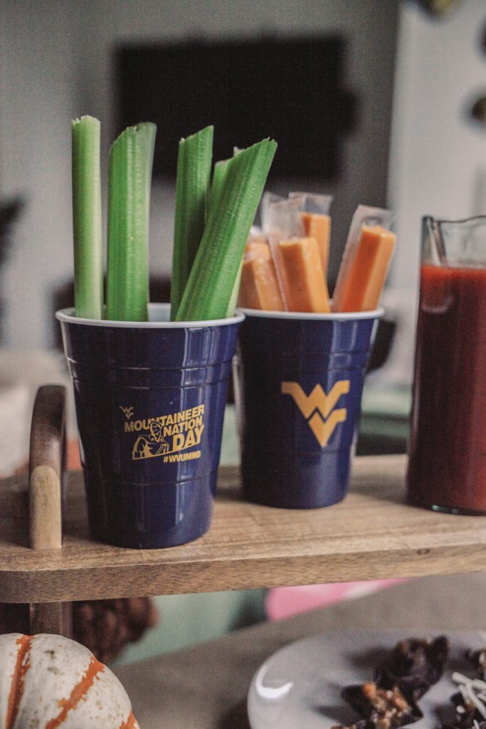 Blogger Mary Krosnjar sharing Bloody Mary bar