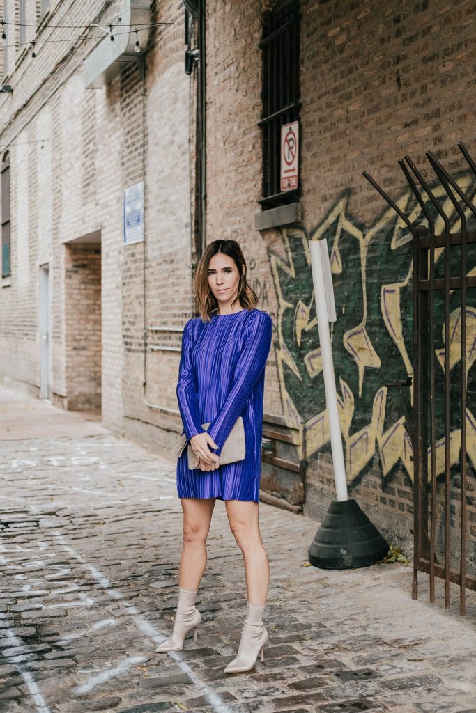 What to wear to a holiday party and Tibi Purple Mini Dress