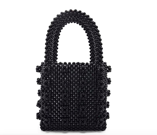 Miuco Womens Beaded Handbags Handmade Weave Crystal Pearl Tote Bags