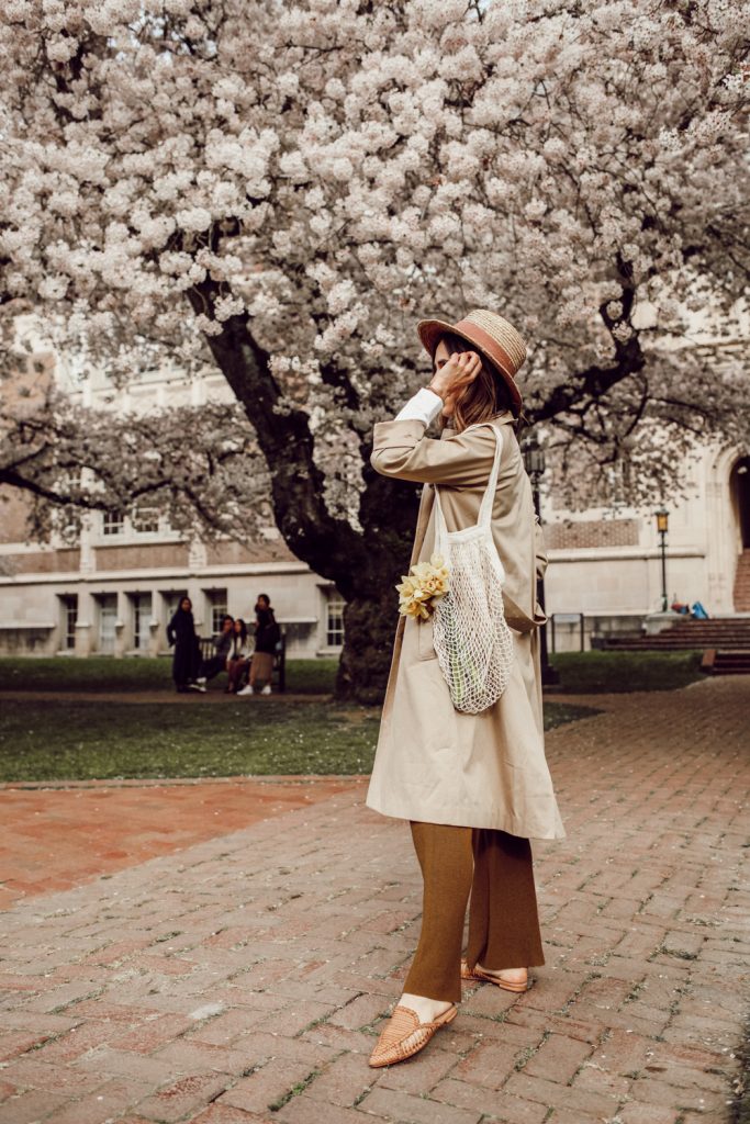 Seattle Fashion Blogger wearing H&M trench Coat and Schutz Marli Point Toe Flats