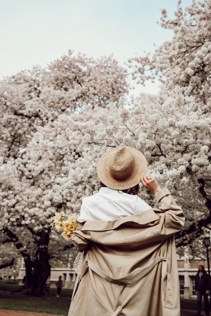 Seattle Fashion Blogger Sportsanista styling Sole Society WIDE BRIM RAFFIA HAT and H&M Trench coat