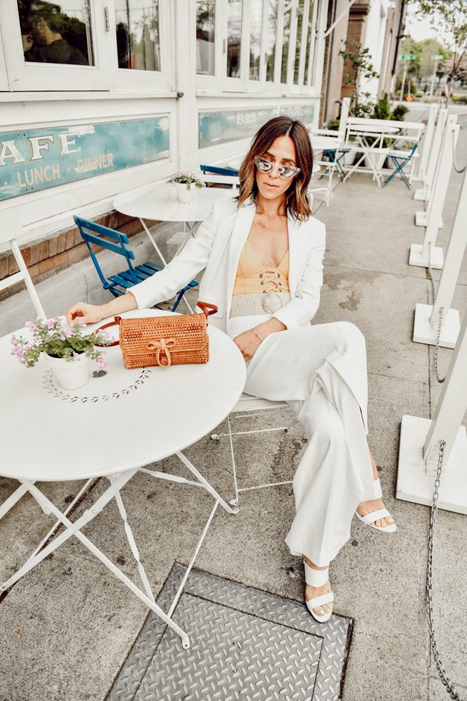 Seattle Fashion Blogger Sportsanista wearing MOSSIMO COLOR SPLASH LACE-UP ONE-PIECE and H&M Long Blazer