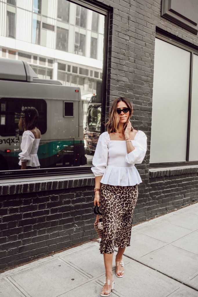 Seattle Fashion Blogger Sportsanista wearing Thomas Mason® for J.Crew long-sleeve smocked top and $10 cat eye sunglasses from amazon 