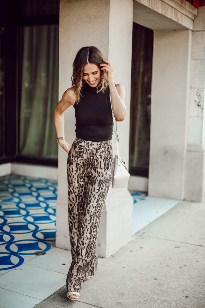 Seattle Fashion Blogger Sportsanista sharing work to happy hour look with leopard pants