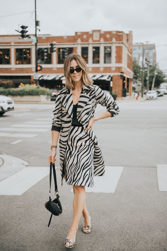 Fashion Blogger Sportsanista wearing Ann Taylor Zebra Print Trench Coat for workwear style inspiration 
